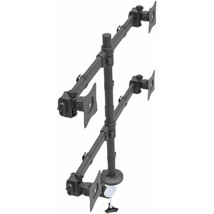 StarTech.com Quad Monitor Mount - Articulating - Clamp or Grommet Mount - Monitors up to 24â€ - VESA Mount - 4 Monitor Se