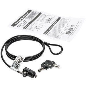 Tripp Lite by Eaton Security Lock for Laptops and Peripherals, Keyed, 4 ft. (1.22 m) Cable - Polyvinyl Chloride (PVC), Nic