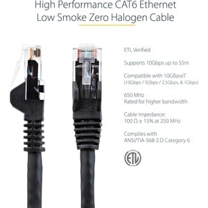 StarTech.com Cable de Red de 15cm Negro Cat6 UTP Ethernet Gigabit RJ45 sin Enganches - Cable for Dispositivo de red, Works