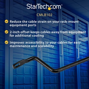 StarTech.com Horizontal Lacing Bar w/ 2 inch Offset at 75 Degrees- Server Rack Cable Management- 19" Network Rack-Mount Co
