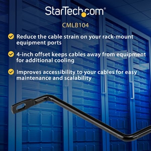 StarTech.com Horizontal Lacing Bar w/ 4 inch Offset at 75 Degrees- Server Rack Cable Management- 19" Network Rack-Mount Co