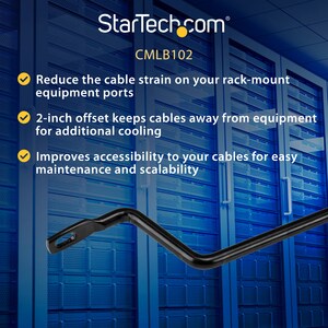 StarTech.com Cable Lacing Bar â€" 10 Pack â€" 75 degrees â€" 2in offset â€" Horizontal Cable Management Bar â€" Rack Cable