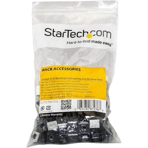 StarTech.com Vis et écrous clip 10-32 pour rack serveur - Vis de montage et écrous clip coulissants pour armoire - Paquet 