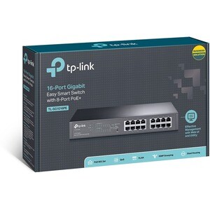 TP-Link TL-SG1016PE - 16-Port Gigabit Easy Smart PoE Switch with 8-Port PoE+ - Easy Smart Managed - 8 PoE+ Ports @150W - P