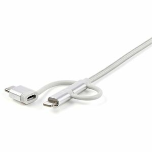 StarTech.com Cable Trenzado de 1m USB a Lightning USB-C y Micro USB - Cable Cargador para Teléfono Celular iPhone iPad Tab