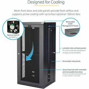 StarTech.com 4-Post 26U Wall Mount Network Cabinet, 19" Hinged Wall-Mounted Server Rack for Data / IT Equipment, Lockable 