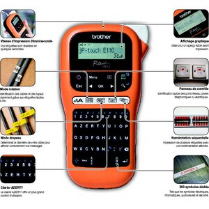 Brother P-touch PT-E110VP Elektronischer Etikettendrucker - Thermotransfer - 20 mm/s Mono - 1 Schriftarten - 3 Schriftgröß