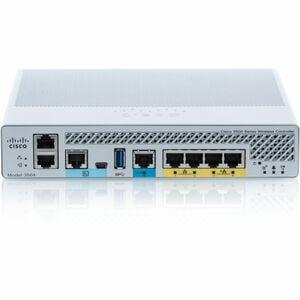 Cisco 3504 IEEE 802.11a/b/g/d/e/h/n/k/r/u/w/ac/ax Wireless LAN Controller - 5 x Network (RJ-45) - 5 Gigabit Ethernet, Giga