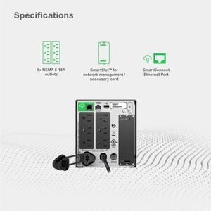 APC Smart-UPS, Line Interactive, 750VA, Tower, 120V, 6x NEMA 5-15R outlets, SmartConnect Port+SmartSlot, AVR, LCD - Tower 