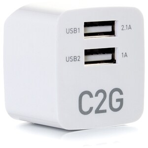 C2G 2-Port USB Wall Charger - AC to USB Adapter - 5V 2.1A Output - 120 V AC, 230 V AC Input - 5 V DC/2.10 A Output