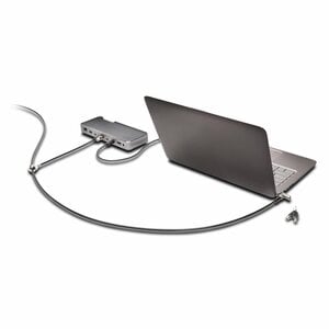 Kensington MicroSaver Cable Lock For Notebook, Tablet - 2.44 m - Keyed Lock - Black, Silver - Carbon Steel - For Notebook,