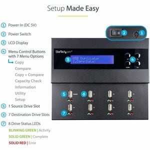 StarTech.com Standalone 1 to 7 USB Thumb Drive Duplicator/Eraser, Multiple USB Flash Drive Copier/Cloner, Sector-by-Sector