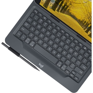 Logitech Universal Folio Keyboard/Cover Case (Folio) for 25.4 cm (10") Apple iPad Air 2, iPad Air - French Keyboard - Blac