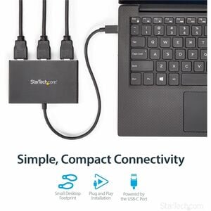 StarTech.com 3-Port USB-C Multi-Monitor Adapter, Type-C to 3x HDMI MST Hub, Triple 1080p HDMI Laptop Display Extender / Sp
