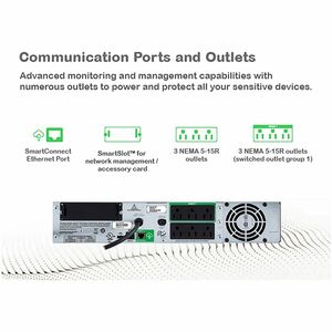 APC Smart-UPS, Line Interactive, 1000VA, Rackmount 2U, 120V, 6x NEMA 5-15R outlets, SmartConnect Port+SmartSlot, AVR, LCD 