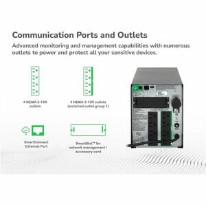APC Smart-UPS, Line Interactive, 1000VA, Tower, 120V, 8x NEMA 5-15R outlets, SmartConnect Port+SmartSlot, AVR, LCD - Tower