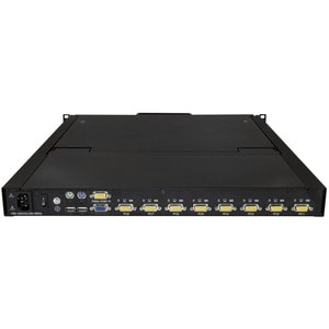 8 Port Rack KVM Konsole mit 1,8 m Kabeln, US Tastatur(QWERTY), Integrierter KVM Switch mit 19" LCD Monitor, 1HE, OSD, USB+