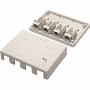 Eaton Tripp Lite Series Pre-Configured Unshielded Cat6 4-Port Surface-Mount Box, 110 IDC, RJ45, White - White - Acrylonitr