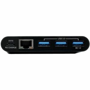 Eaton Tripp Lite Series 3-Port USB-C Hub - USB 3.x (5Gpbs) Hub Ports, Gigabit Ethernet, 60W PD Charging, Black - USB Type 
