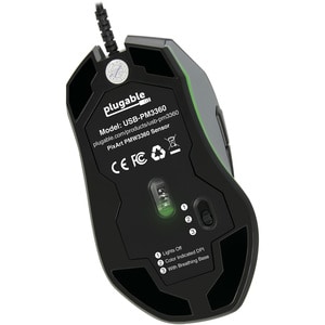 Plugable Performance Gaming Mouse - PMW 3360 Optical Sensor - D2F Series Mechanical Switches - PTFE Mouse feet