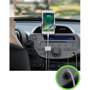 Belkin Rockstar Lightning/Mini-phone Audio/Power/Data Transfer Cable - 1 Each - Cable for Headphone, Speaker, Microphone, 