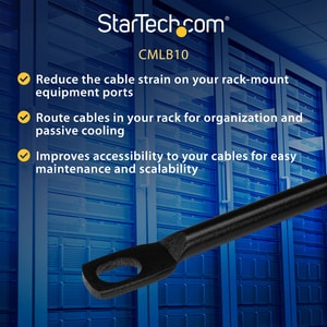 StarTech.com Horizontal Cable Lacing Bar for Racks - Horizontal Cable Manager - 10 Pack - Cable Management Bar - 485.1 mm 