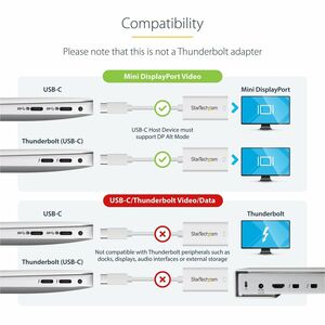 StarTech.com Adaptador USB C a Mini DisplayPort - 4K 60Hz - Blanco - Adaptador USB 3.1 Tipo C a Mini DP - 3840 x 2160 Supp