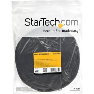 StarTech.com Hook-and-Loop Cable Management Tie - 50 ft. Bulk Roll - Black - Cut-to-Size Cable Wrap / Straps - Tie Strap -