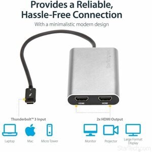 StarTech.com Thunderbolt 3 to Dual HDMI 2.0 Adapter - 4K 60Hz Dual Monitor TB3 HDMI Video Adapter - Thunderbolt 3 Certifie