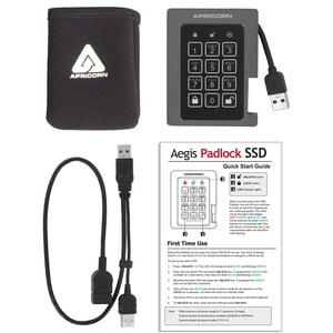 Apricorn Aegis Padlock ASSD-3PL256-2TBF 2 TB Solid State Drive - 2.5" Internal - Black - TAA Compliant - USB 3.1 - 300 MB/