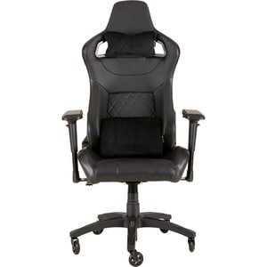 Corsair T1 RACE 2018 Gaming Chair - Black/Black - For Game, Desk, Office - PU Leather, Steel, Metal - Black