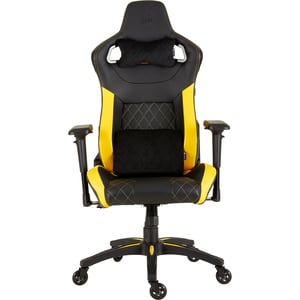 Corsair T1 RACE 2018 Gaming Chair - Black/Yellow - For Game, Desk, Office - PU Leather, Steel - Black, Yellow