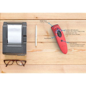 Socket Mobile SocketScan S700 Handheld Barcode Scanner - Wireless Connectivity - Red - 1D - Imager - Bluetooth