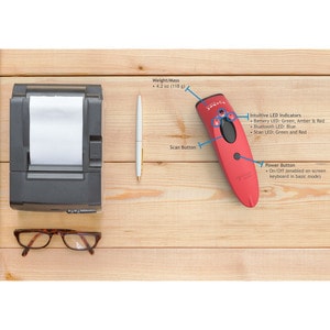 Socket Mobile SocketScan S740 Handheld Barcode Scanner - Wireless Connectivity - Red - 1D, 2D - Imager - Bluetooth