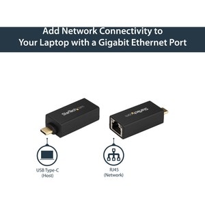 StarTech.com USB C to Gigabit Ethernet Adapter - 1Gbps NIC USB 3.0/3.1 Type C to RJ45 Port/LAN Network Adapter TB3 Compati