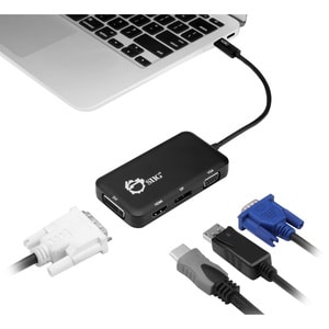 SIIG USB-C to 4-in-1 Multiport Video Adapter - DVI/VGA/DP/HDMI - for Notebook/Desktop PC - USB Type C - HDMI - DVI - VGA -