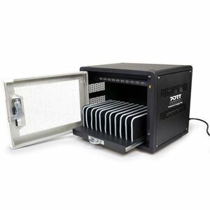 Naotic Charging Cabinet - 10 Devices Supported - 36.7 cm Height x 50.5 cm Width x 33.7 cm Depth - Metal, Steel - Black - F