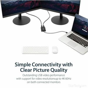 StarTech.com USB to Dual DisplayPort Adapter - 4K 60Hz - USB 3.0 5Gbps - USB Dual Monitor Adapter - Dual DisplayPort Adapt
