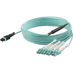 StarTech.com 5m (16.4ft) MTP(F)/PC to 4x LC/PC Duplex Breakout OM3 Multimode Fiber Optic Cable, 40G, Low Insertion Loss, F