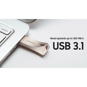 Samsung USB 3.1 Flash Drive BAR Plus 64GB Champagne Silver - 64 GB - USB 3.1 - Champagne Silver - 5 Year Warranty