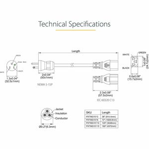 StarTech.com 6ft (2m) Hospital Grade Power Cord, 18AWG, NEMA 5-15P to C13, 10A 125V, Green Dot Medical Power Cable, Monito