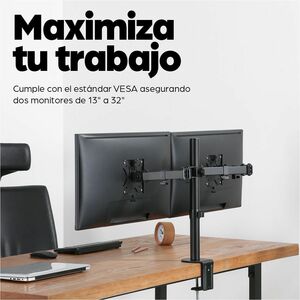 Manhattan Dual Desk Mount for TV & Monitors (Full Motion), For screens 10" to 27", Clamp Assembly, VESA compatibility: 75x