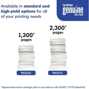 Brother Genuine TN-223C Standard Yield Cyan Toner Cartridge - 1300 Pages