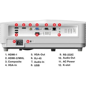 Optoma EH330UST 3D Ultra Short Throw DLP Projector - 16:9 - 1920 x 1080 - Front - 1080p - 4000 Hour Normal Mode - 10000 Ho