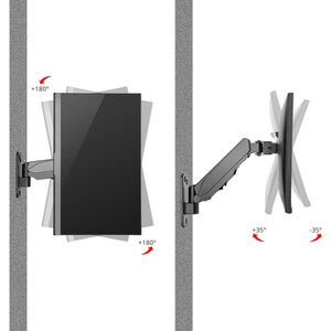 Aluminum Wall Mount Gas Spring Monitor Arm - 17" to 32" - Detachable & Rotatable VESA Plate 75x75mm 100x100mm