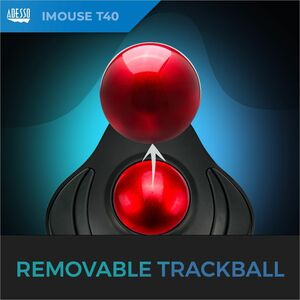 Adesso iMouse T40 - Wireless Programmable Ergonomic Trackball Mouse - Optical - Wireless - Radio Frequency - 2.40 GHz - Bl