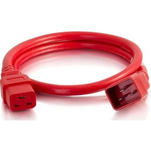 C2G Standard Power Cord - For PDU, Server, Switch - 250 V AC20 A - Red - 3 ft Cord Length
