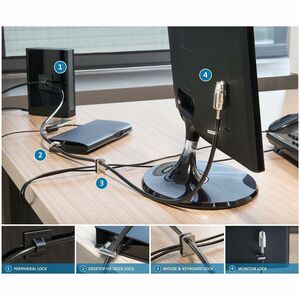 Kensington Desktop & Peripherals 2.0 Locking Kit - 2.44 m Cable - Keyed Lock - Black - Carbon Steel - For Desktop Computer