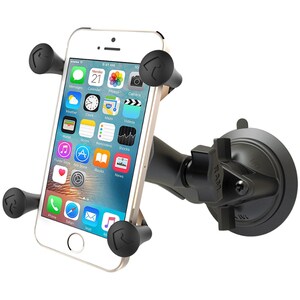 RAM Mounts X-Grip Vehicle Mount for Phone Mount, Handheld Device, iPhone, Smartphone, Suction Cup - Stainless Steel