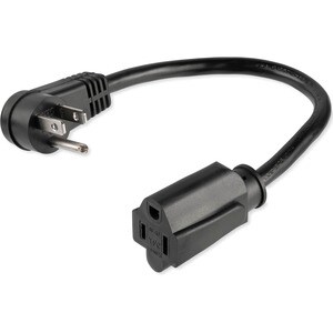 StarTech.com Cable de 0.3m de Extensión de Alimentación, Acodado en Ángulo Recto NEMA 5-15P a NEMA 5-15R, 13A 125V, 16AWG,